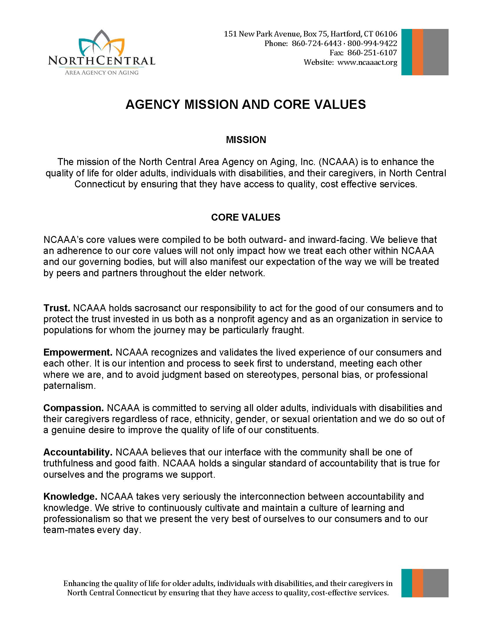 NCAAA Mission and Core Values